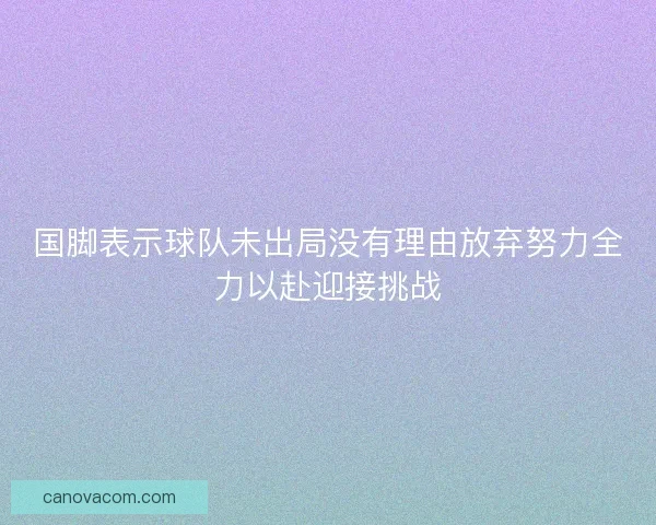 国脚表示球队未出局没有理由放弃努力全力以赴迎接挑战
